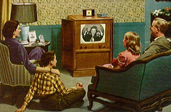 Family watching TV